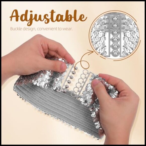 Sequin Elastic Belt, Wide Waist Cinch, Adjustable Stretchy Belt for Women